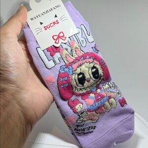 Labubu character-themed crew socks